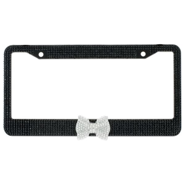 Hvid Sort Rhinestone Nummerpladeholder