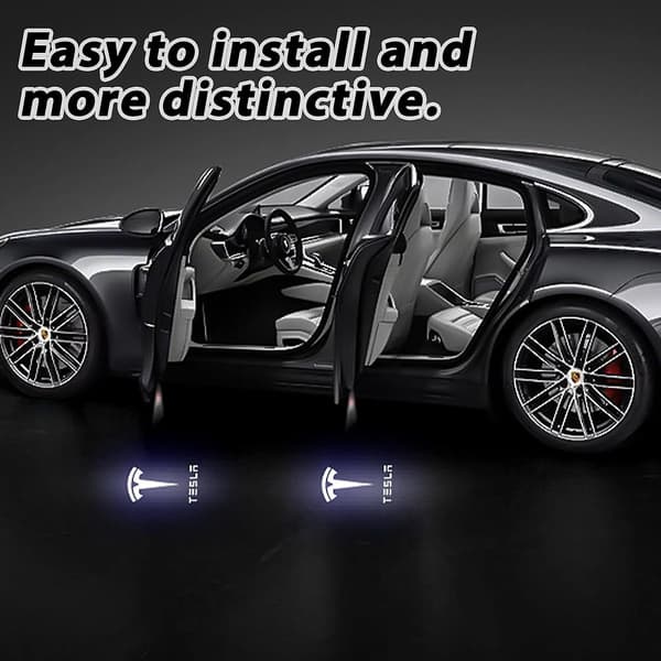 4 stk Bildør LED Projektor Velkomstlogo LED Bildørlys Tilbehør for Tesla Model 3/Y/S/X