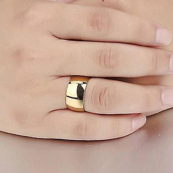 Menn Kvinner Titan rustfritt stål Band Ring Bryllup Engasjement Lover smykker Gold 11