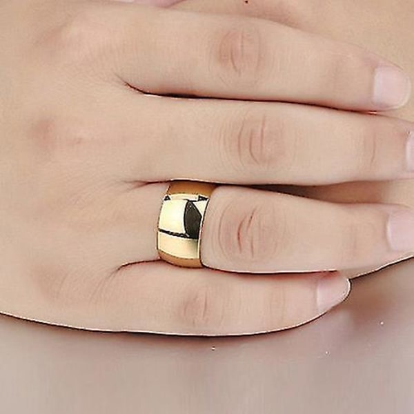 Menn Kvinner Titan rustfritt stål Band Ring Bryllup Engasjement Lover smykker Gold 9