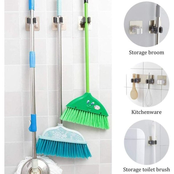 Stycken Svart Single Loop Solid, icke-markerande mopphängare Moppkrok Moppklämma Rostfritt stål kvasthållare, för hemköket,