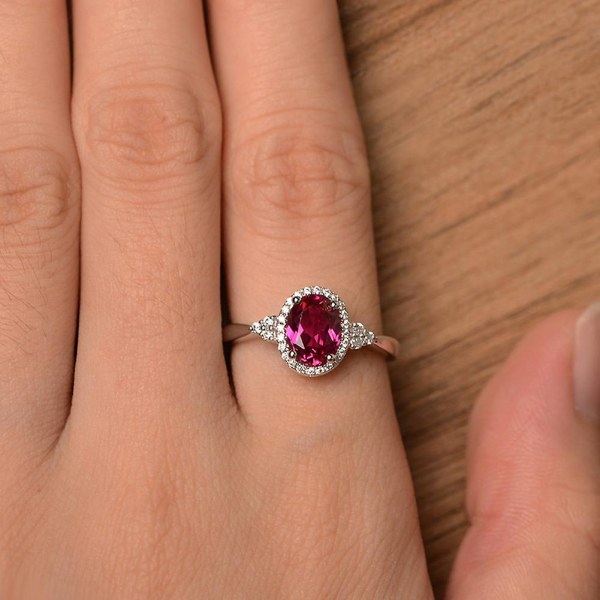 Mode Kvinder Oval Cubic Zirconia Finger Ring Bryllup Engagement Smykker Gave US 8