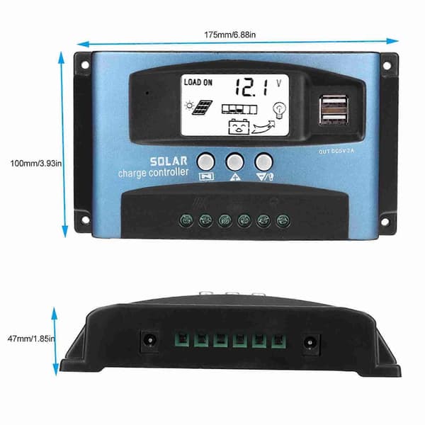 Solpanelregulator 40A MPPT för 12V 24V med LCD-display