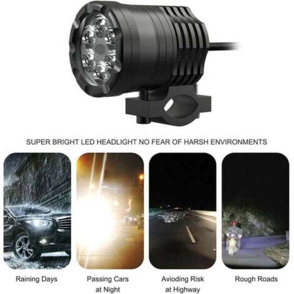 30W Vanntett LED Spotlight Kjørelampe Super Bright Aluminiumslegering for Scooter Motorsykkel Bil Universal - Svart