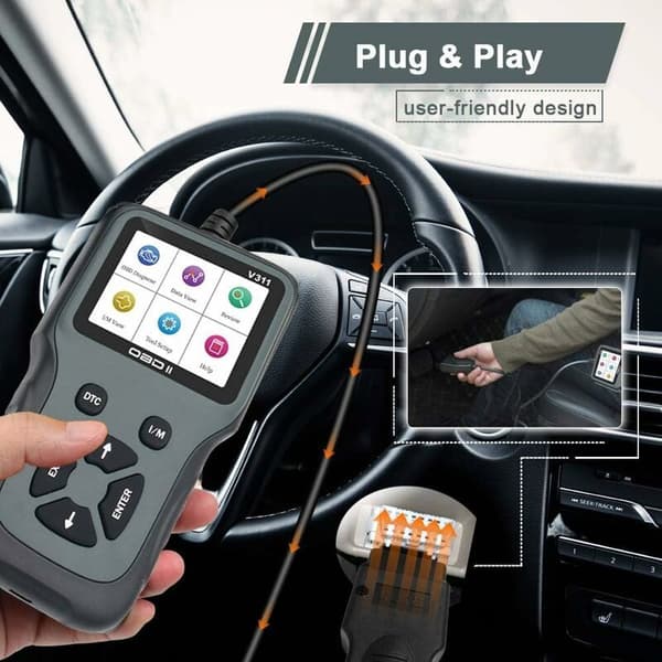 Universell OBD2 bildiagnosverktyg med franskt stöd för läsning och radering av OBDII motorfelkoder