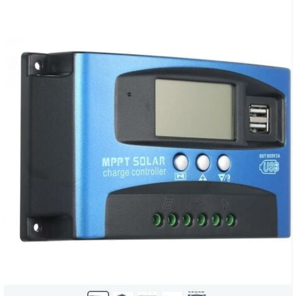 12V/24V Smart Battery MPPT Solar Panel Regulator Controller med 5 USB-porter LCD-skjerm, maks ladestrøm 30A