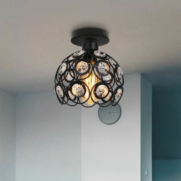 Kristallbur Taklampa Modern Ljusarmatur E27 för Sovrum Vardagsrum Bar Restaurang Svart - Svart