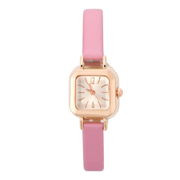 Mode Dame Analog Quartz Ur Pink PU Rem Armbåndsur