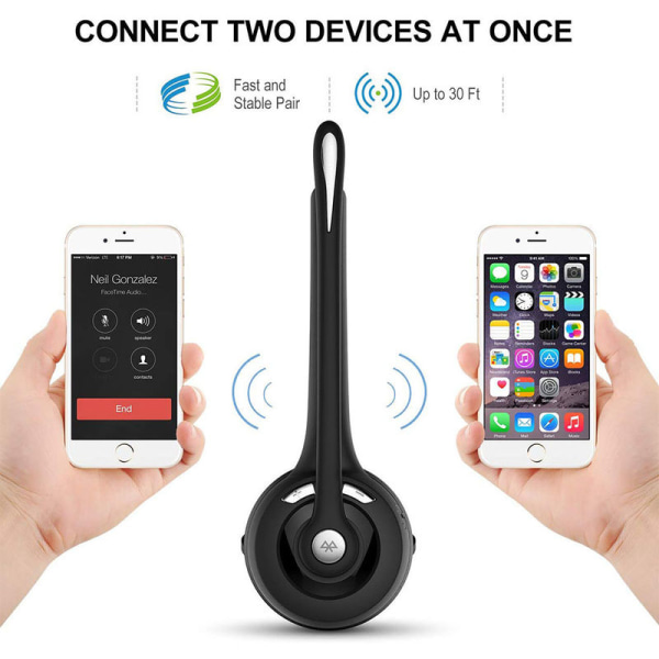 M6A Trådløst Bluetooth Headset Sort Mono Business Traffic Headset,