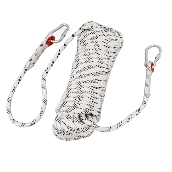 Statiskt klätterrep 10mm 20m Polyester Nylon Slitstarkt med 2 krokar