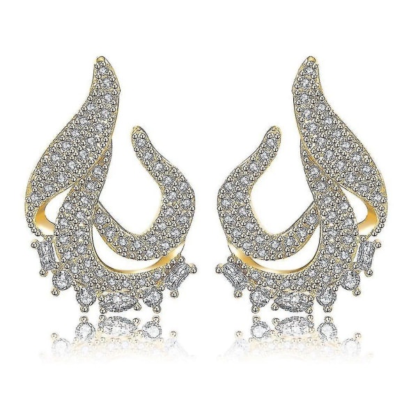 øredobber Geometrisk Overdrevet Zirkon Gullbelagt Rhinestone Encrusted Store Eardrops For Party