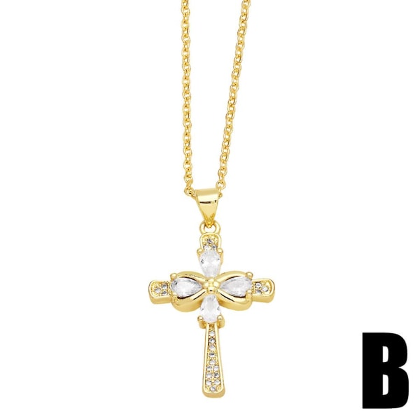 Halskjede Vintage Zircon Cross motesmykker Ac8768 C