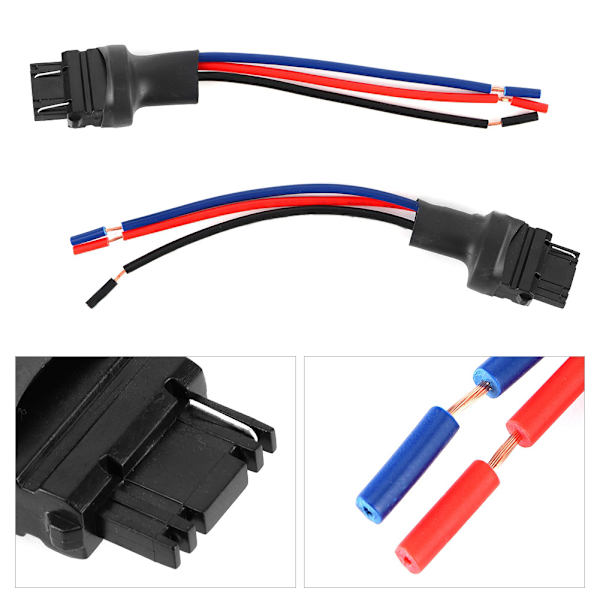2 stk. 3157 Han Socket Connector Bil Pære Holder Adapter Ledning Blinklys