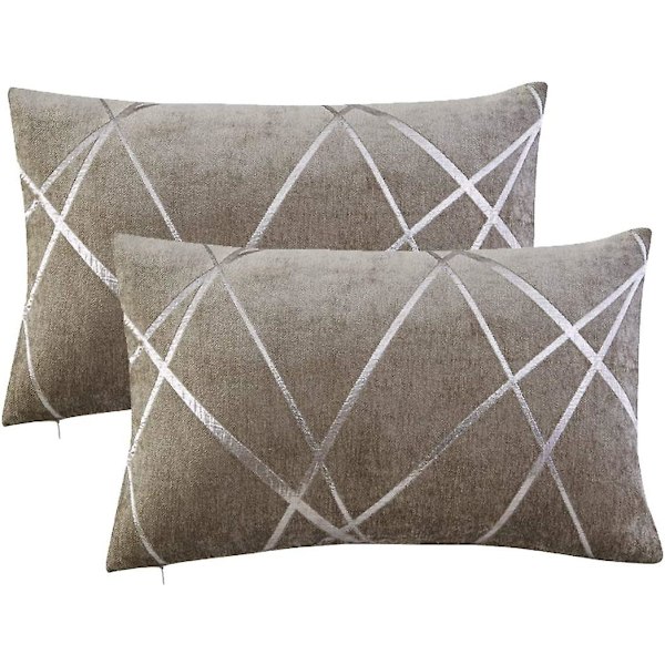 Dekorativ soffa örngott, soffa tjock kudd örngott, fyrkantig grå lyx kuddar 2 set 30*50 cm Tawny
