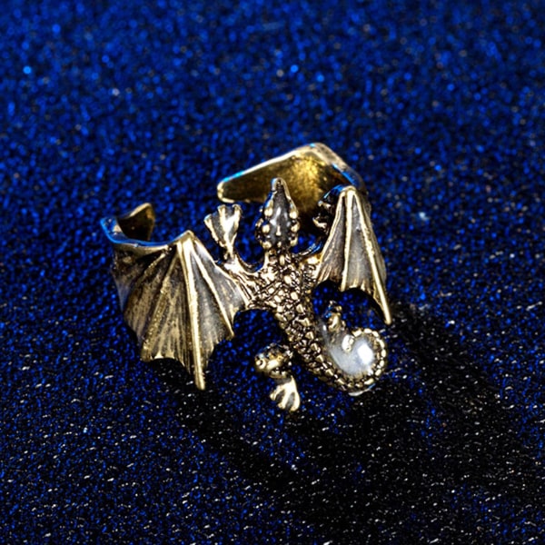 Lysende Ring Justerbar Rust-bevis kobber Drage formet Fashion smykker Ring til dreng 2