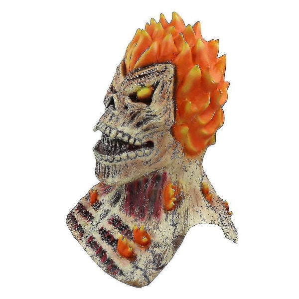 Ghost Rider Skull Latex Flame Mask Hood Halloween Horror Mask