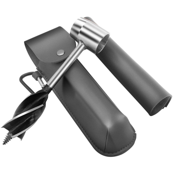 Svart diamant + svart PU-skinnveske Trebearbeidende håndbormaskin Multifunksjonell utendørs overlevelsesbormaskin Passer for Tool Ro