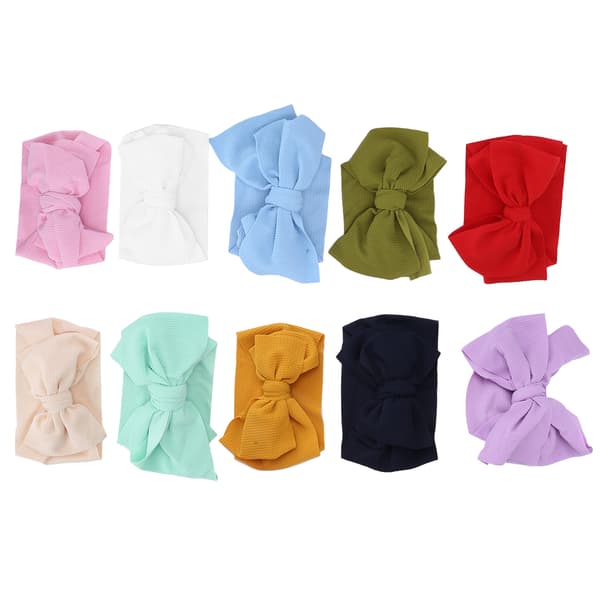 10 stk. Baby Spedbarn Barn Sløyfe Hodebånd Nylon Elastisk Hårbånd Hodeinnpakning Tilbehør
