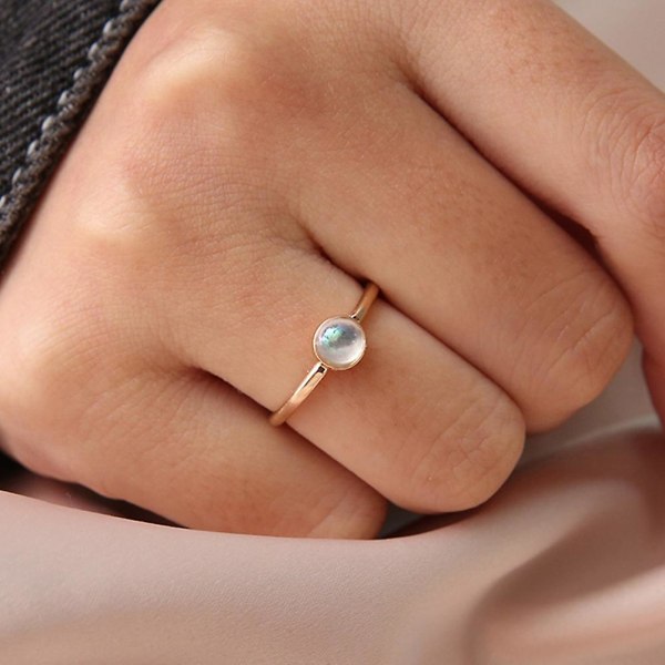 Elegant faux pärla inlagd tunn finger ring kvinnor part bankett charm smycken US 6
