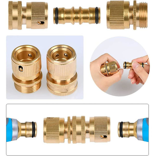 L 4 stykker gevindadaptere, Messing Connect Y Ventil Slange ende Rørfittings til rør Universal Adapter Tilbehør Adapter Connector