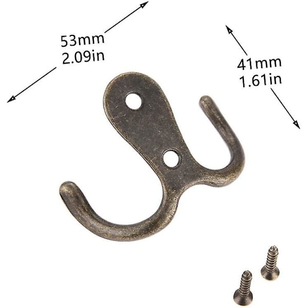 8 stykker metall dobbel skrue krok kroker og klesstativer Hjemmeoppbevaring Hyller Skuffer Skap Bad (bronse)