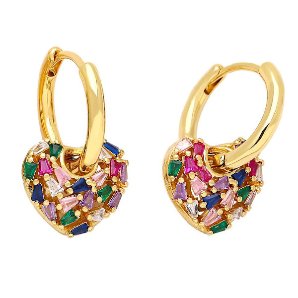 Korvakorut Vintage Zirkoni Heart Stud Muotikorut Ac9767 Colorful