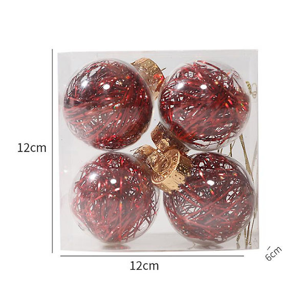9st julboll Transparent julgransprydnader Red
