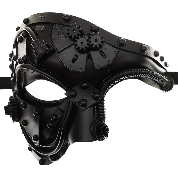Robotmask i metall, maskeradfest för Halloween Black