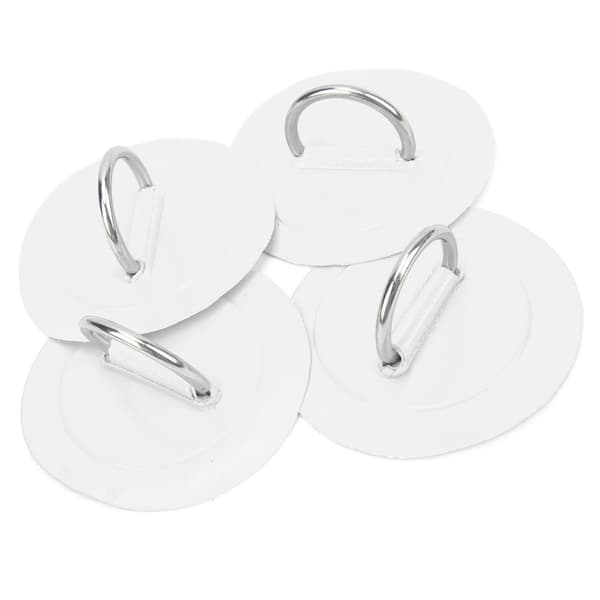 4 stk Oppblåsbar Båt D Ring Pad Patch PVC Slitesterk Marine Rustfritt Stål Fast Spenne Hvit