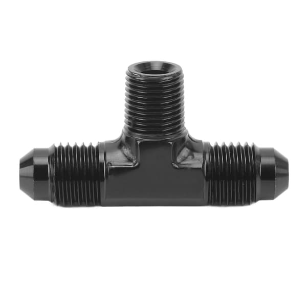 Aluminiumslegering Sort Anodiseret 3-vejs T-formet Tee Adapter Fitting 4AN til 1/8 NPT
