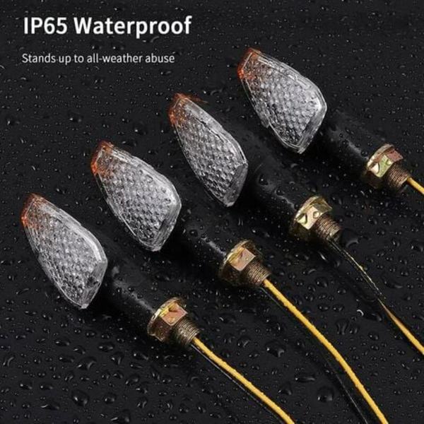 4 stk E-merket LED Blinklys Motorsykkel Blinklys Indikator 14 LED Vanntett Amber Light 12V for M10 Universal Mo