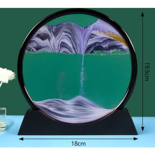 Quicksand Art 3D Rund Glas Quicksand Landskab, Kontorindretning, Sort Lilla, 7 tommer