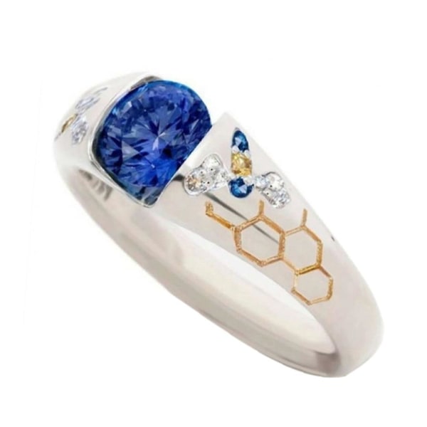 Kvinnor Faux Sapphire Rhinestone Bikupa Butterfly Finger Ring Party Smycken Gift US 7