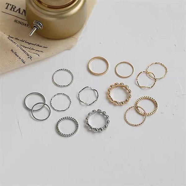Ring Set Vintage Silverfärgad Modesmycken B2568 202