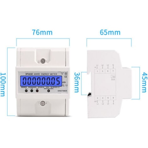 DDS024 5-100A 380V 50Hz enfase AC amperemeter med LCD-skjerm
