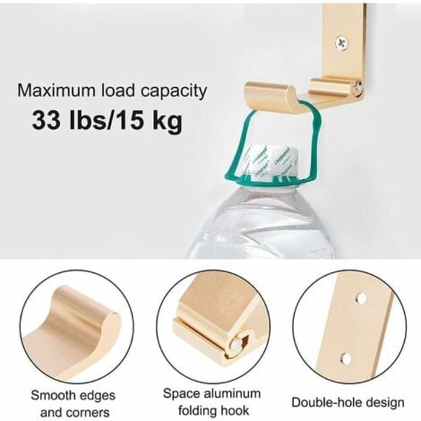 Sæt med 4 foldbare vægkroge - usynlige knagekroge, vægkrog i aluminium, vægkrog i aluminiumslegering 90° foldbar Coa