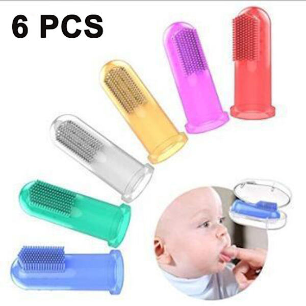 6kpl hammasharja + PP Box Food Grade Baby Finger Cover Hajuton silikonihammasharjan cover,