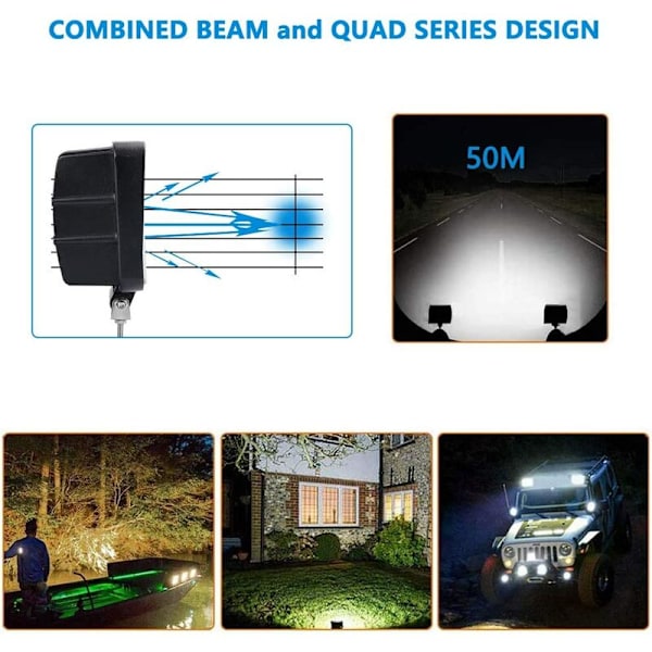 2 stk Firkantet 48W LED arbeidslampe Arbeidslampe Inspeksjonslys Engineering Billys,