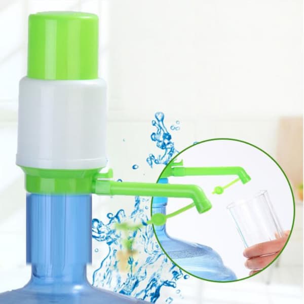Manuell Handpress Dricksvattenpump Dispenser Plastfontän Grön Vit
