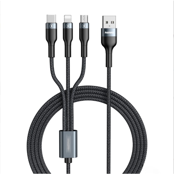 AVIWIS Multi-USB-kabel, 3-i-1 Multi-USB-lader Nylonflettet kabel med 2 Micro USB Type-C-kabler for mobiltelefoner, Samsung Galaxy, Huawei, Honor,