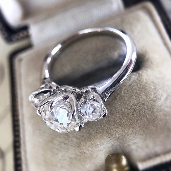 Kvinder Ring Firkantet Form Dobbelt Farver Smykker Geometrisk Cubic Zirconia Finger Ring Fødselsdagsgaver Golden US 10