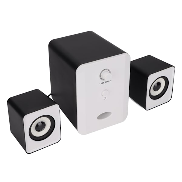 USB-drevne computerhøjttalere med subwoofer til PC, bærbar computer, tablet, Dazzle Version, sort/hvid