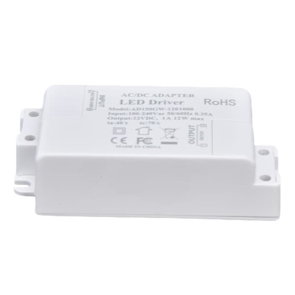 LED Drivtransformator AC100 240V 0.35A DC12V 1A 12W för G4 MR11 MR16