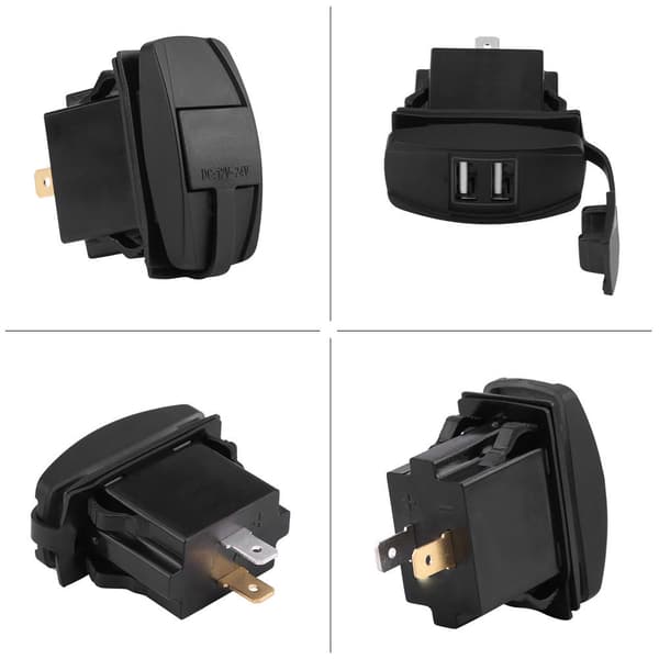 12V 24V 3.1A Vanntett dobbel USB-billaderadapter med blå LED
