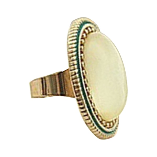 Ring Justerbar Stor Oval Indlagt Legering Naturlig Ædelsten Ring Til Dating Black