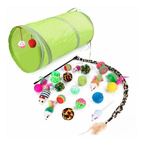 21 delar kattleksaker, kattleksak husdjursleksaker för katt kattunge Kitty, Cat Tunnel Cat Ball Toy Kattunge Lek