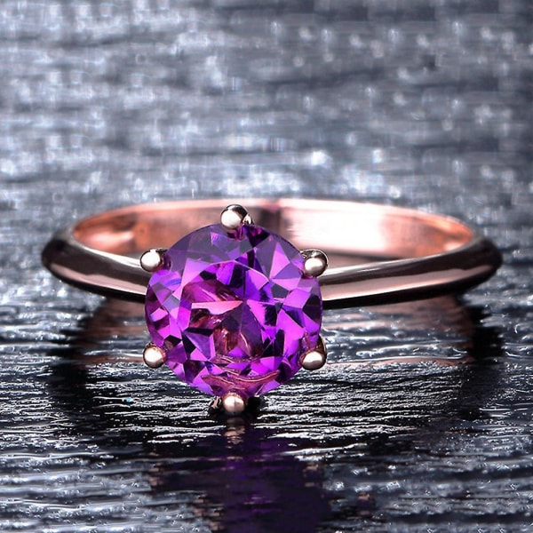 Kvinnor Faux Ametist Ruby Inläggningar Finger Ring Bröllop Engagemang Smycken Present Purple US 7