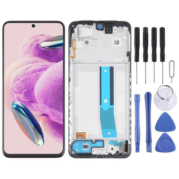 Til Xiaomi Redmi Note 12S OLED Materiale LCD Skærm Digitizer Fuld Samling med Ramme