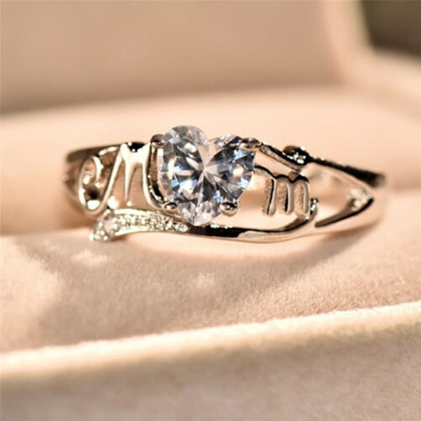 Fingerring Mode Delikat Legering Love Heart Ring För Kvinnor US 7