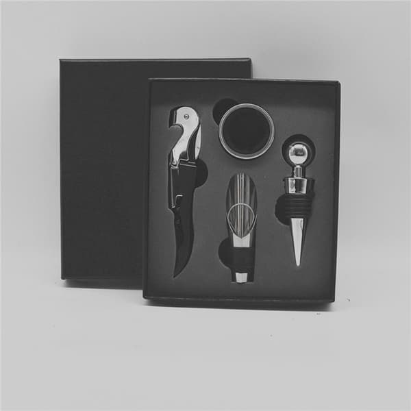 Premium Sort Vinåbner Sæt Rustfrit Stål Proptrækker Kit til Hjemmebar Restaurant Gaver